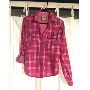 Pink Plaid Hollister button down shirt
